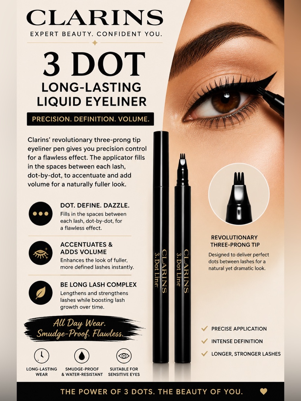 Clarins 3 Dot Long-Lasting Liquid Eyeliner — Black